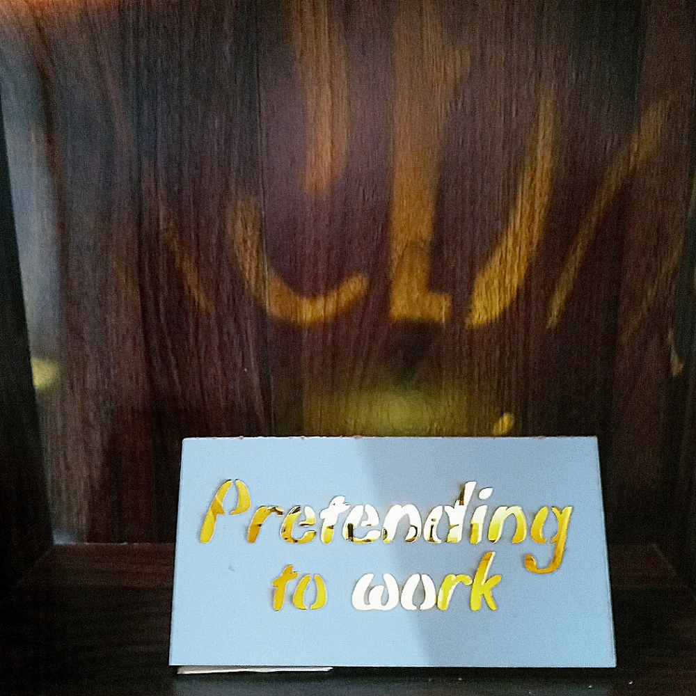 PRETENDING TO WORK/CHASING UNICORNS LED DESK SIGN
